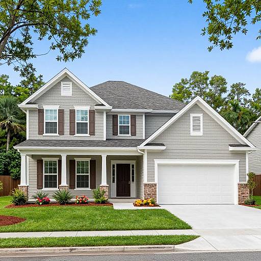 Symmetrical Coastal-Style Home Exterior