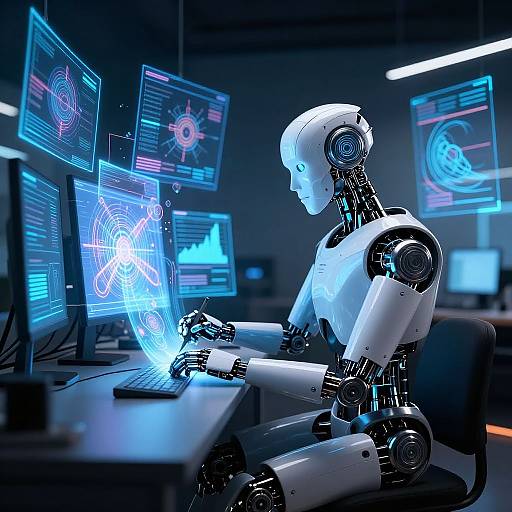 Robotic Artist Creating Futuristic Art