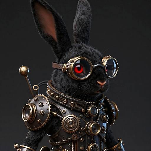 Steampunk Black Rabbit with Goggles
