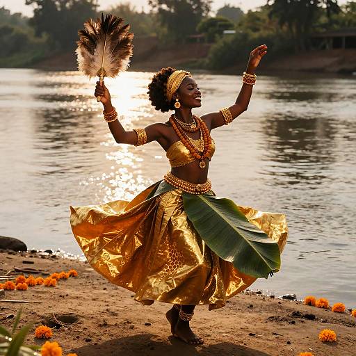 Oshun Dance by Sunlit Riverbank