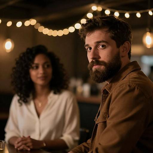 Intimate Bar Scene with Bearded Man