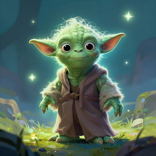 Yoda in Mystical Fantasy Landscape