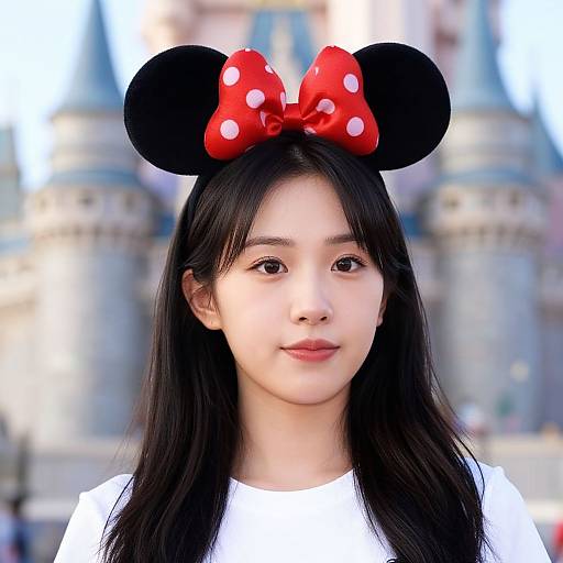 Woman Wearing Minnie Mouse Ears