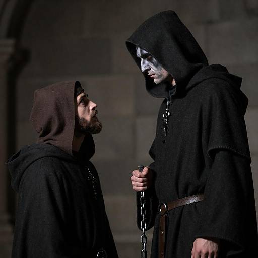 Mysterious Figures in Dark Medieval Robes