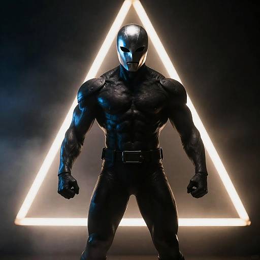 Imposing Armored Humanoid in Mist