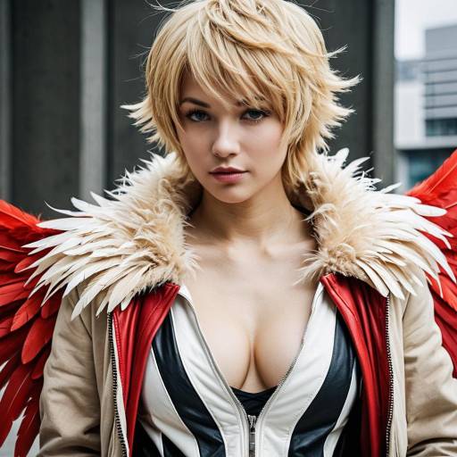 Cosplay of Keigo Takami Hawks with Red Feather Wings