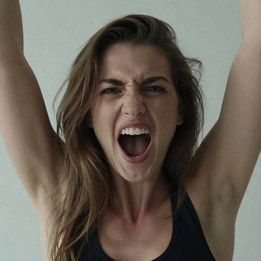 Dynamic Portrait of Woman with Intense Expression