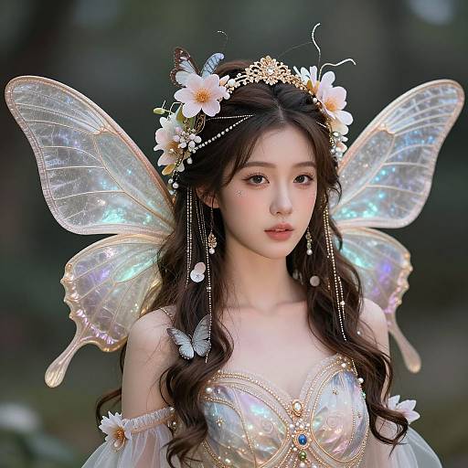 Magical Moth Woman with Butterfly Wings