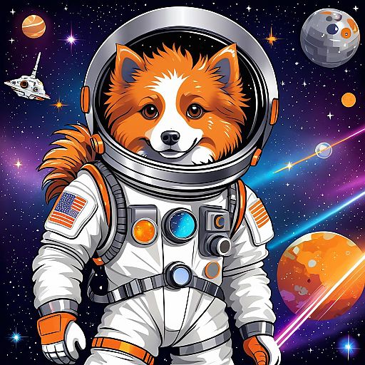 Stylish Cartoon Astronaut Dog in Space Stylish Cartoon Astronaut Dog in Space