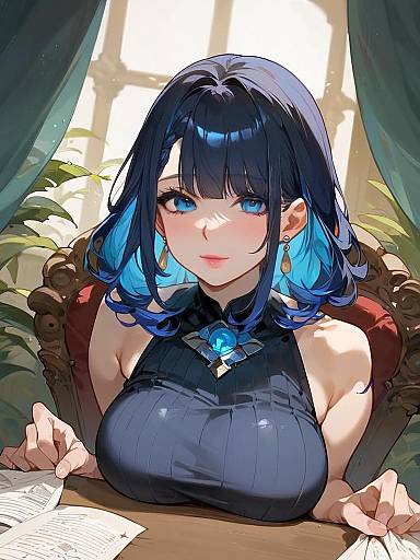 Sci-Fi Inspired Woman in Blue Corset