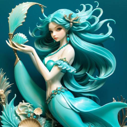 Beautiful Turquoise Mermaid Figurine