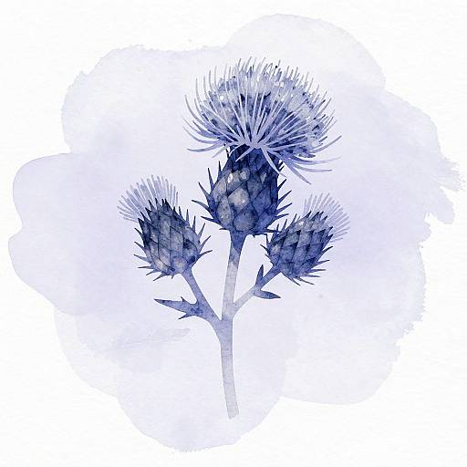 Minimalist Bluish Gray Thistle Illustration