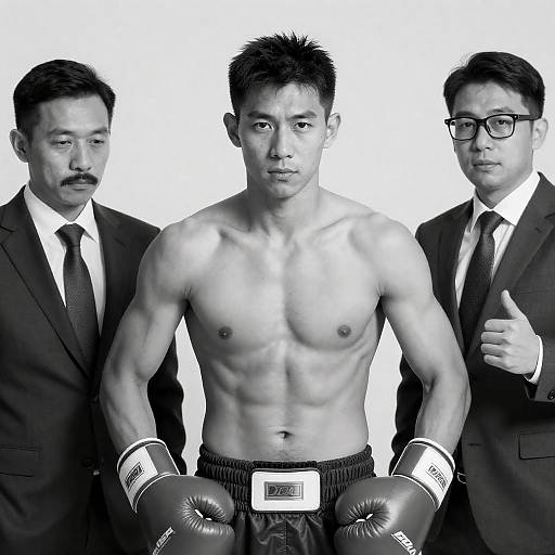 Dramatic Black-and-White Boxing Photo