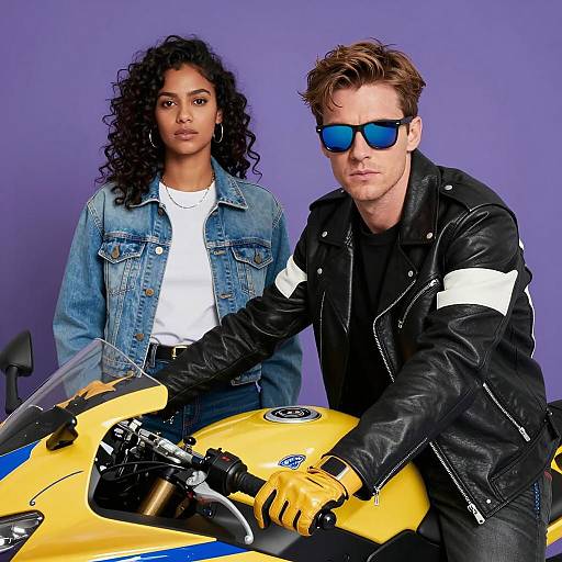 Serious Duo Against a Purple Backdrop