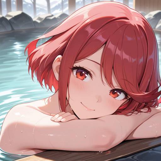 Charming Red-Haired Onsen Girl