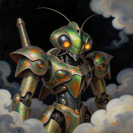 Iridescent Baroque Mecha Mantis Portrait