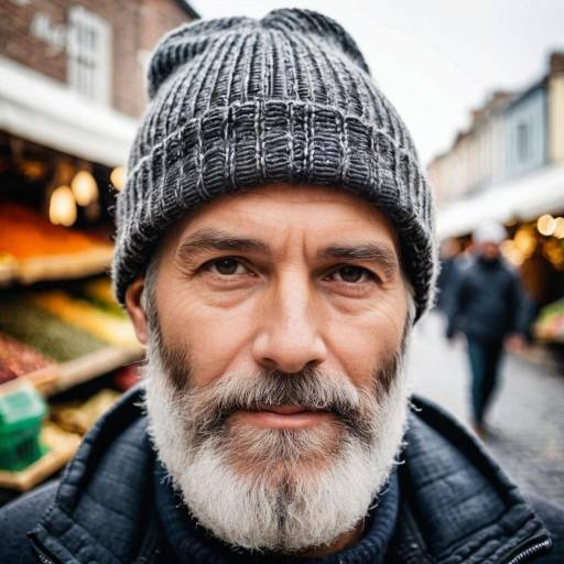 Natural Portrait of Bearded Man in Market