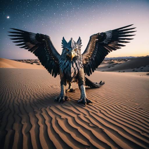 Silverdusk Celestial Gryphon on Desert Dunes