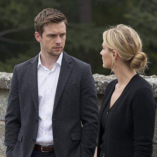 Romantic Outdoors: Couple by Stone Wall