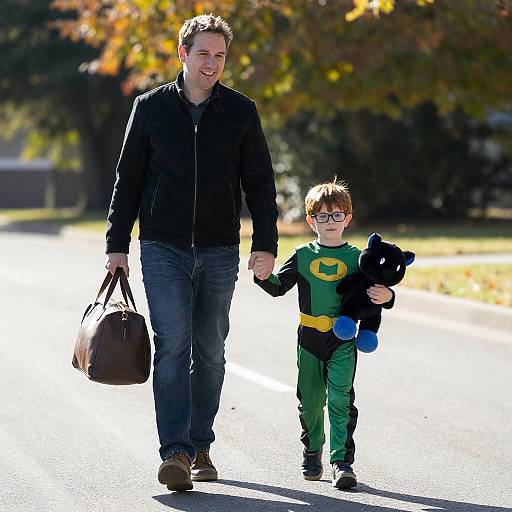 Man and Boy Autumn Superhero Walk