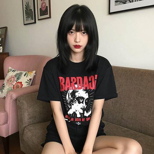 Portrait of Woman on Cozy Couch