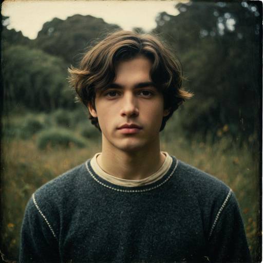 Vintage Portrait of Young Man in Nature