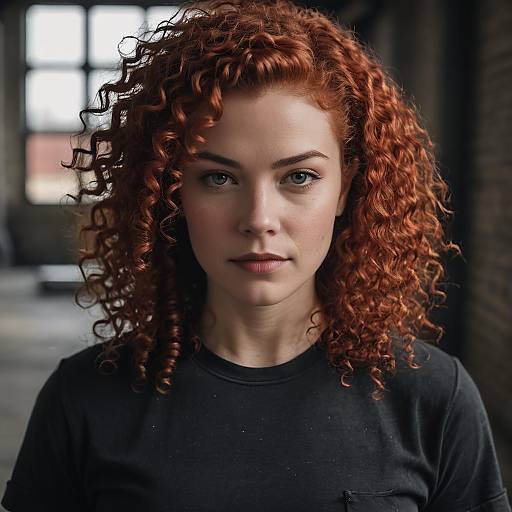 Close-up Portrait of Woman with Red Curly Hair