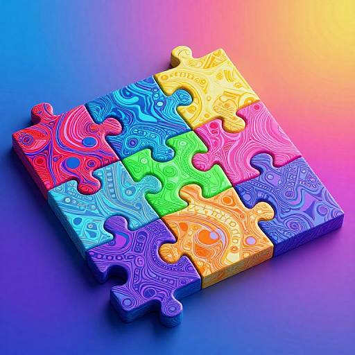 Colorful Interleaving Puzzle Pieces Art