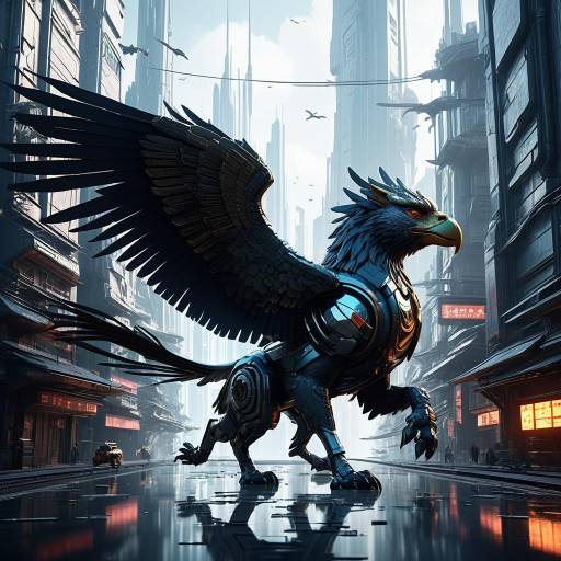 Miyazaki's Griffin in a Futuristic City Miyazaki's Griffin in a Futuristic City