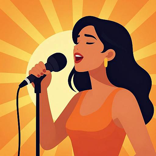 Passionate Woman Singing Vector Art