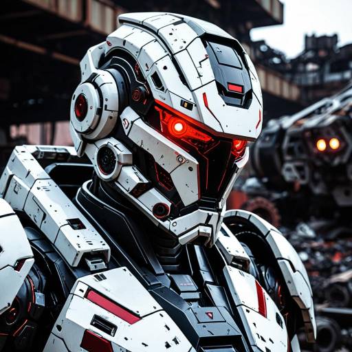 Futuristic Mech Pilot in Scrap Yard