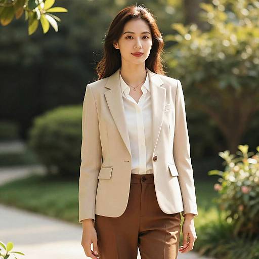 Confident Woman in Sunlit Garden