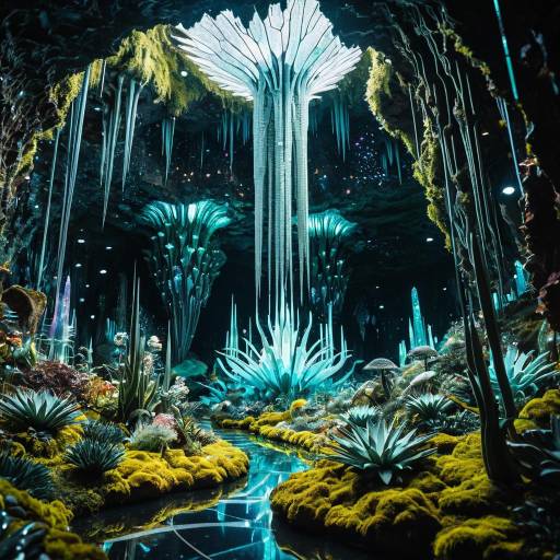 Futuristic Eden in a Crystal Cave