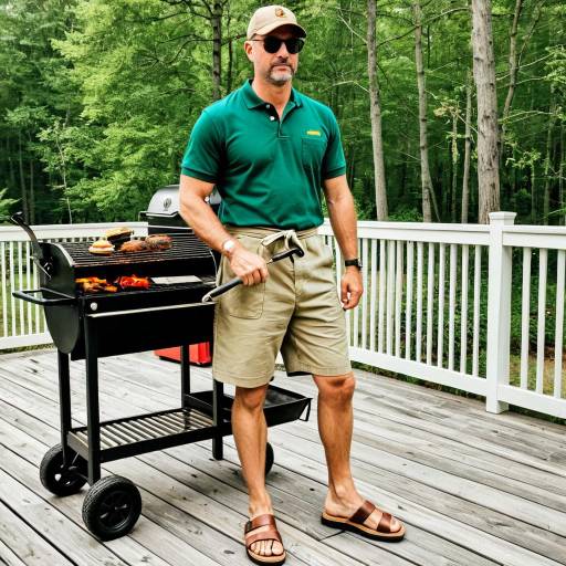 Man Grilling on Countryside Deck