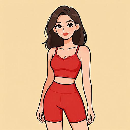 Sporty Chic Woman in Red Outfit