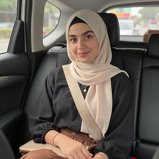 Young Woman in Beige Hijab Portrait