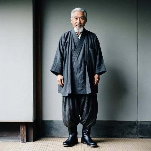 Elderly Man in Traditional Japanese Clothing