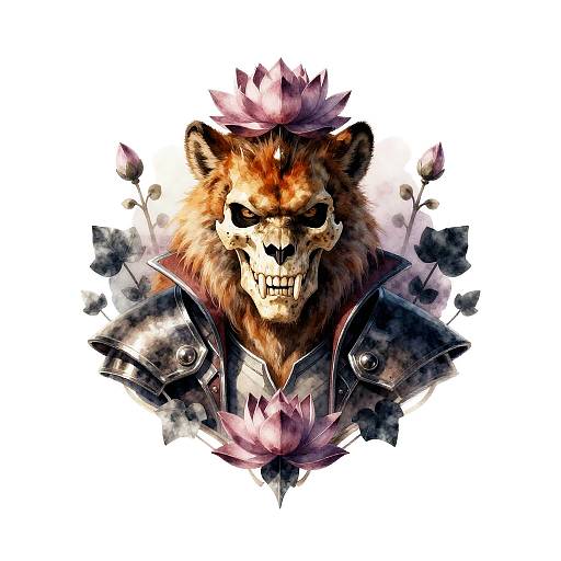 Mufasa Watercolor Vampire Skull Design