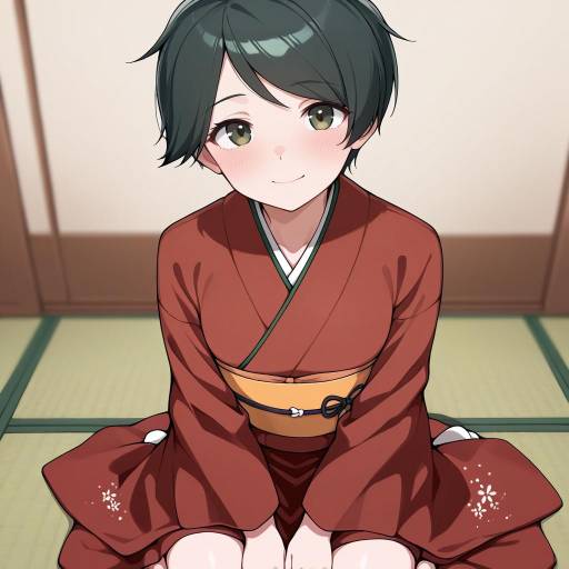 Charming Girl in Traditional Kimono
