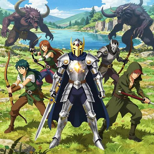 Anime Fantasy Guardians Defending Lake Valley