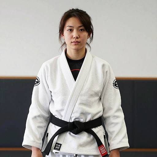 Woman in White Jiu Jitsu Kimono
