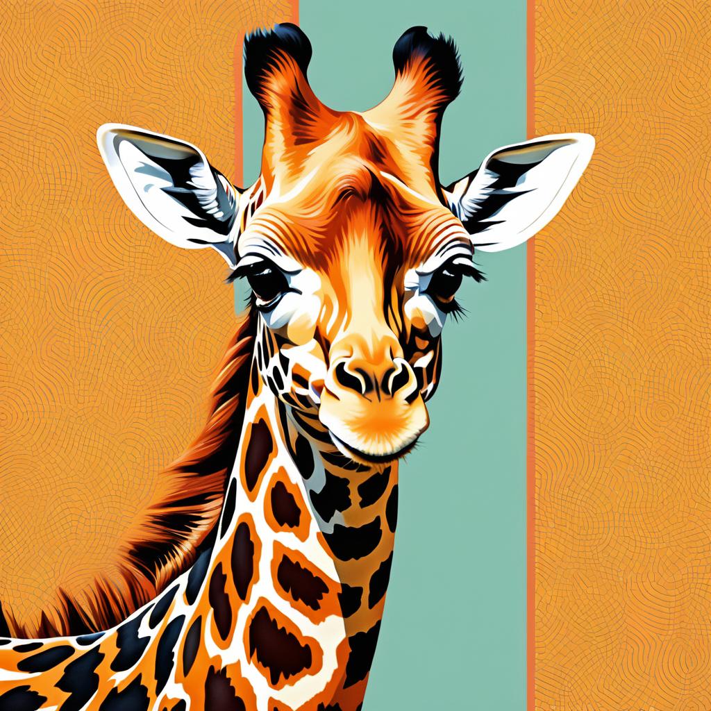 Retro 70s Giraffe in Hyper-Realism