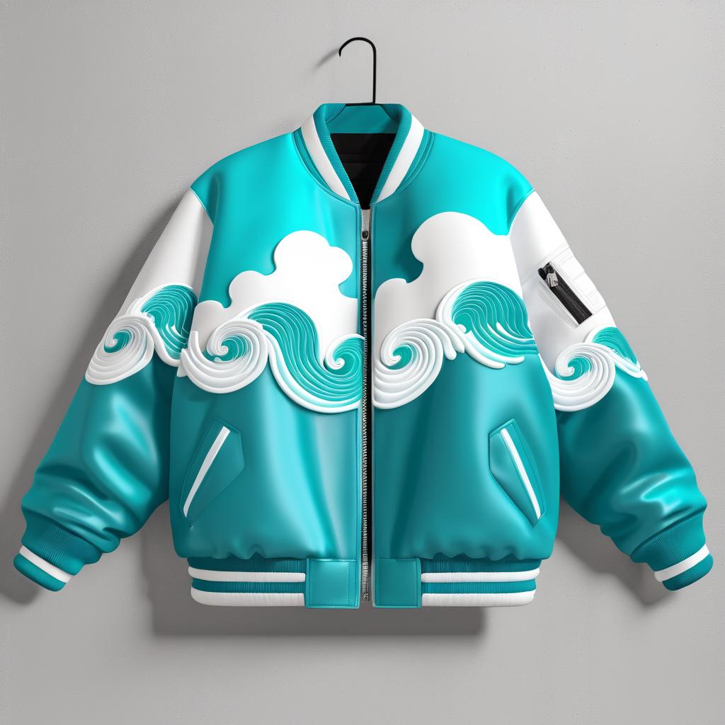 3D Teal & White YZY Gap Bomber Jacket