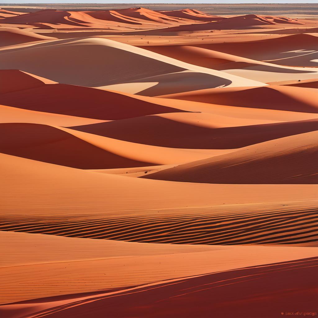 Abstract Crimson Dunes Under Scorching Sun