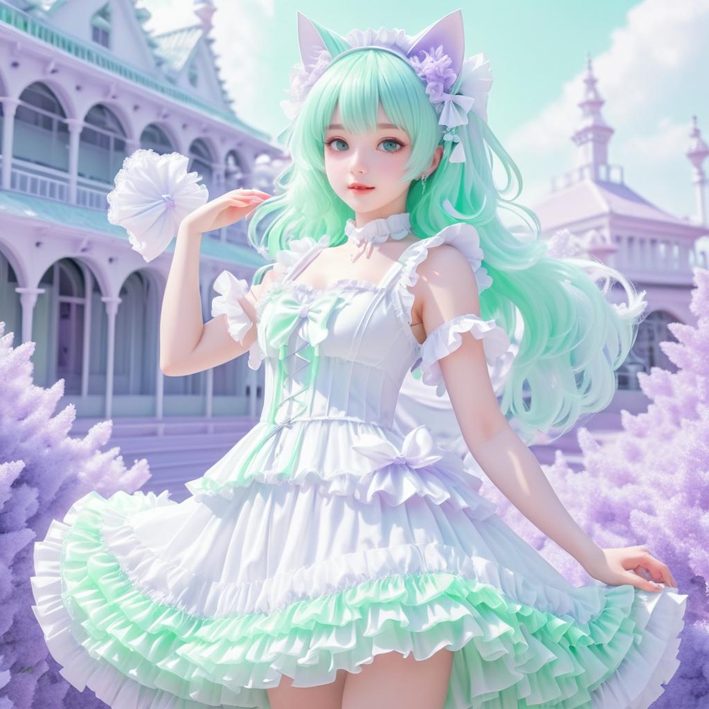 Charming Anime Girl in Pastel Style