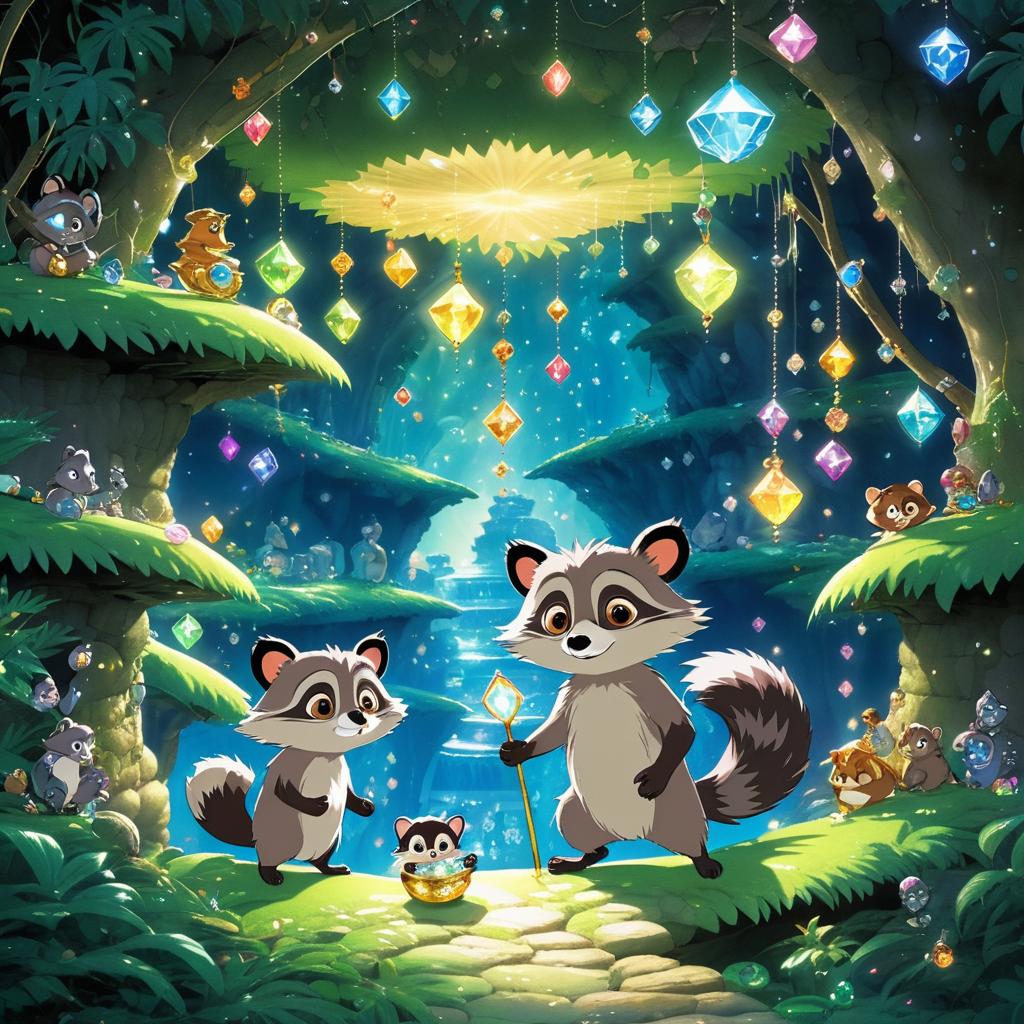 Whimsical Adventure: Raccoon and Monkey