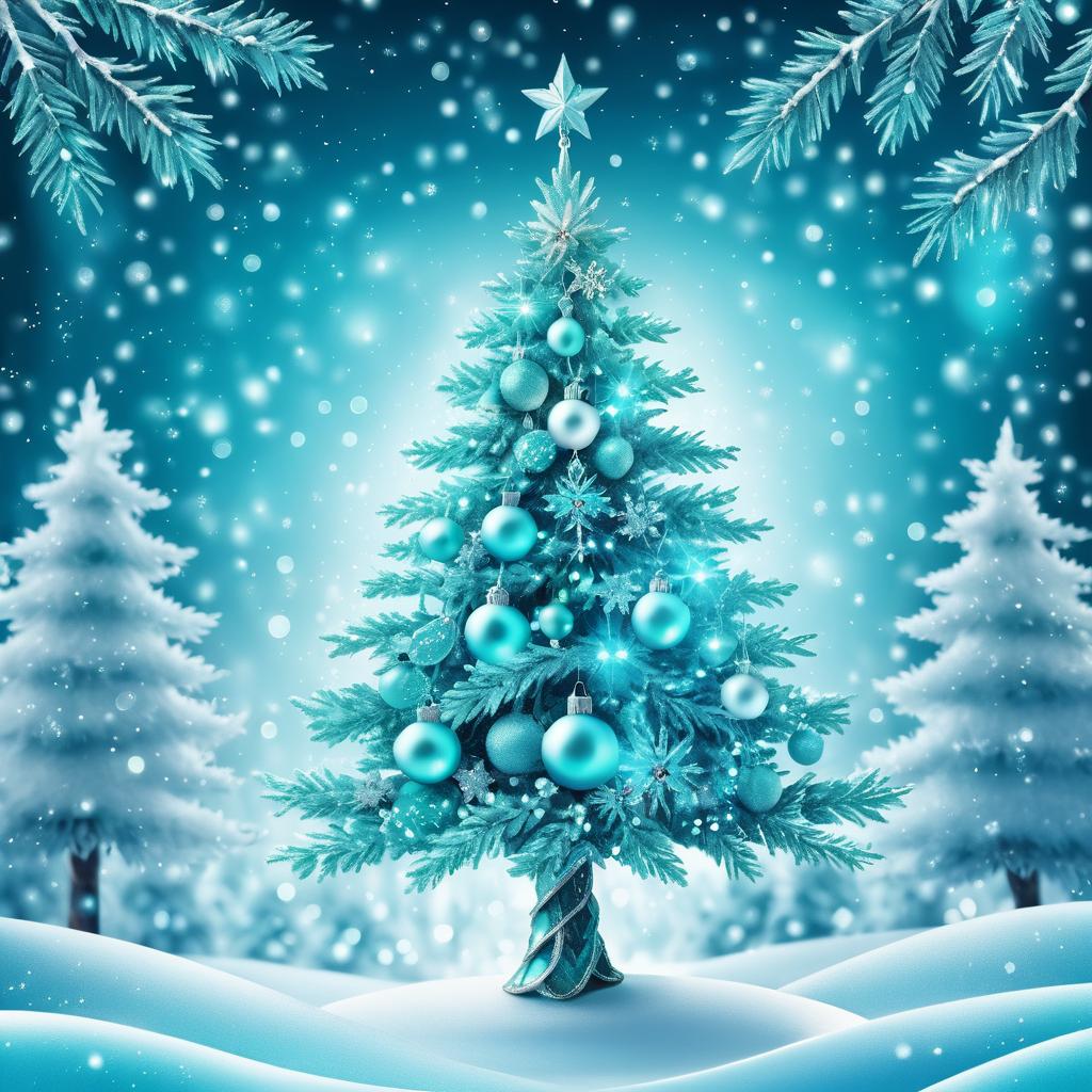 Turquoise Christmas Tree in Winter Wonderland