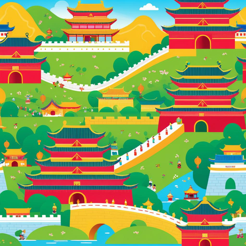 Whimsical Kids' Illustration of the Great Wall