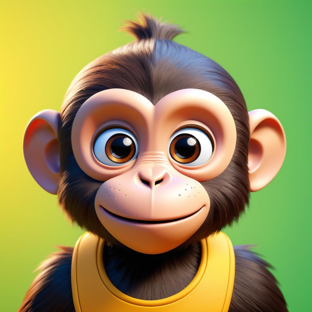 Playful Cartoon Monkey Face in 3D