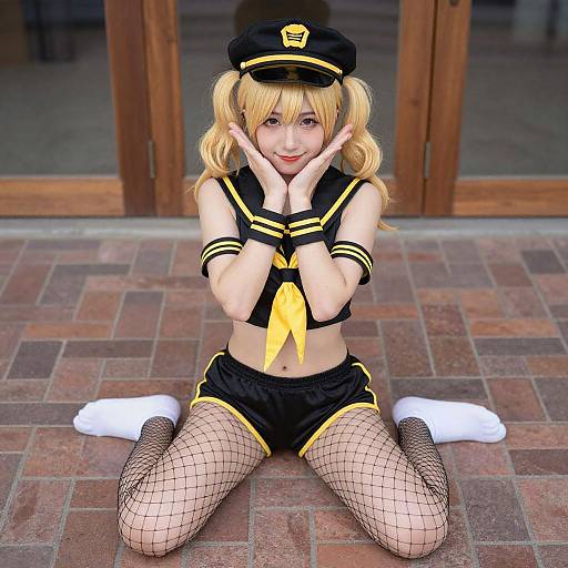 Blonde Cosplayer in Sailor Outfit